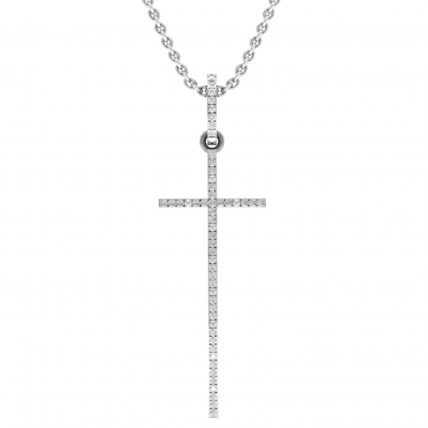 0.08 Carat (ctw) Round White Diamond Ladies Religious Cross Pendant 10K White Gold