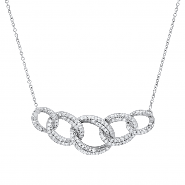 0.50 Carat (ctw) Round White Diamond Ladies Interlocking Link Pendant 1/2 CT, 925 Sterling Silver
