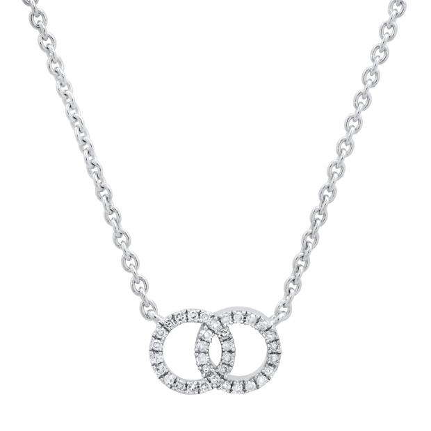 0.10 Carat (ctw) Round White Diamond Ladies Interlocking Circle Pendant 1/10 CT 925 Sterling Silver