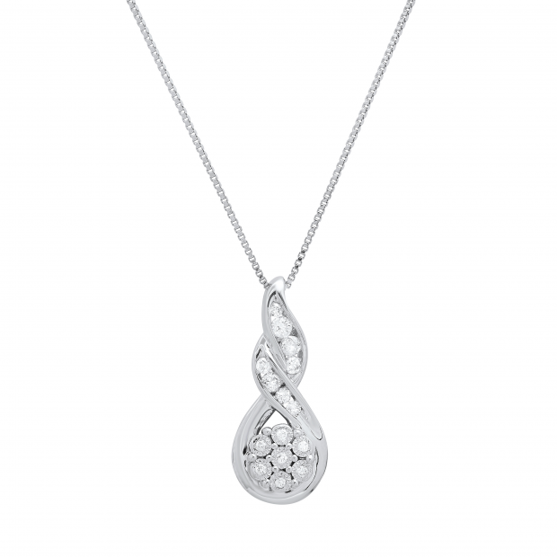 0.25 Carat (ctw) Round Diamond Ladies Twisted Cluster Flower Pendant 1/4 CT, 925 Sterling Silver