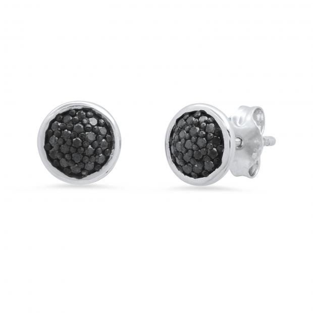 0.25 Carat (ctw) Round Diamond Ladies Micropave Cluster Stud Earrings 1/4 CT 925 Sterling Silver