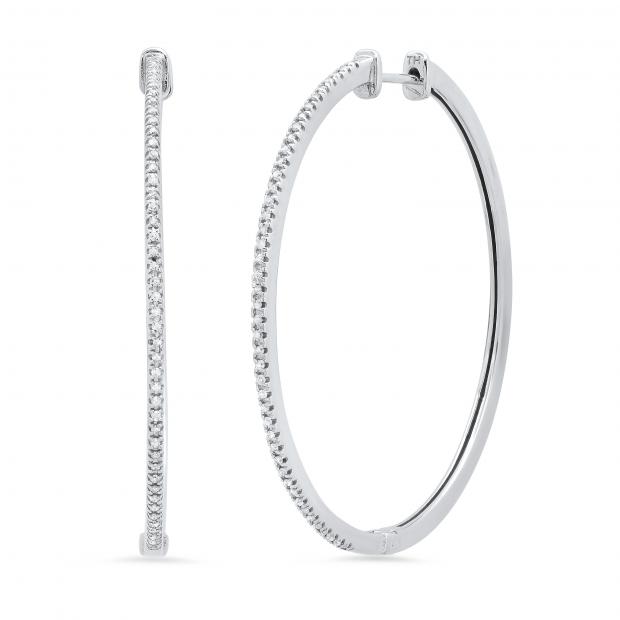 0.25 Carat (ctw) Round White Diamond Ladies Huggies Hoop Earrings 1/4 CT 925 Sterling Silver