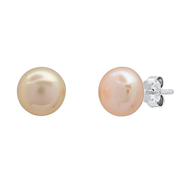 8 mm Genuine Freshwater Round Pearl Ladies Ball Stud Earrings 925 Sterling Silver