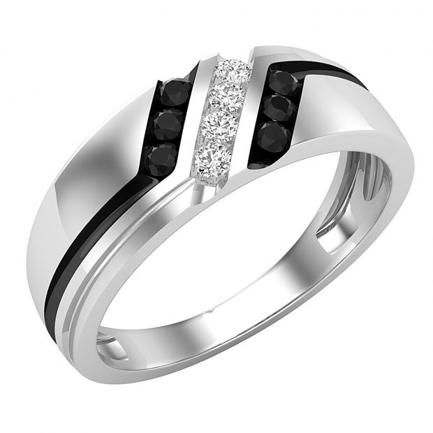 0.35 Carat (ctw) Round White & Black Diamond Men