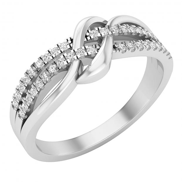 0.20 Carat (ctw) Round White Diamond Crossover Hashtag Womens Engagement Ring 1/5 CT | 18K White Gold