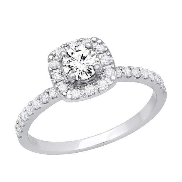 0.65 Carat (ctw) Round White Diamond Stunning Halo Style Engagement Ring | 925 Sterling Silver