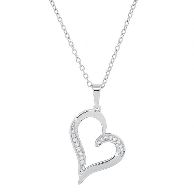 0.10 Carat (ctw) Round White Diamond Ladies Trendy Heart Shaped Pendant 10 CT | 925 Sterling Silver