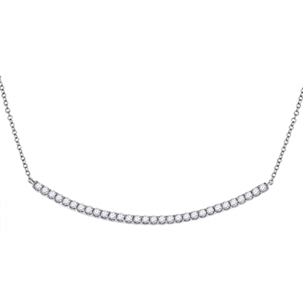 1.03 Carat (ctw) Round White Diamond Encrusted Arc Pendant 1 CT | 925 Sterling Silver