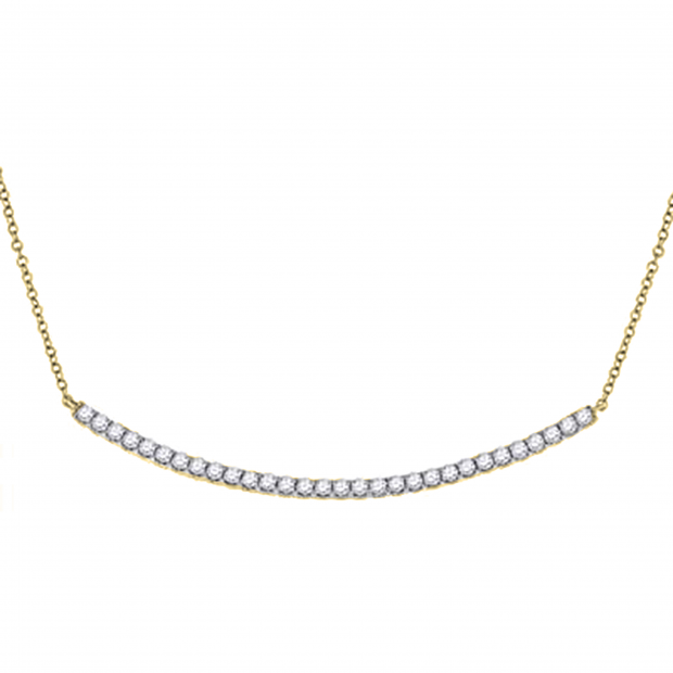 1.03 Carat (ctw) Round White Diamond Encrusted Arc Pendant 1 CT | 10K Yellow Gold