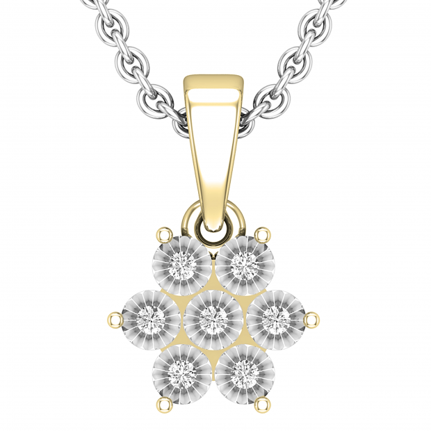 0.07 Carat (ctw) Round White Diamond Elegant Ladies Pendant | 14K Yellow Gold