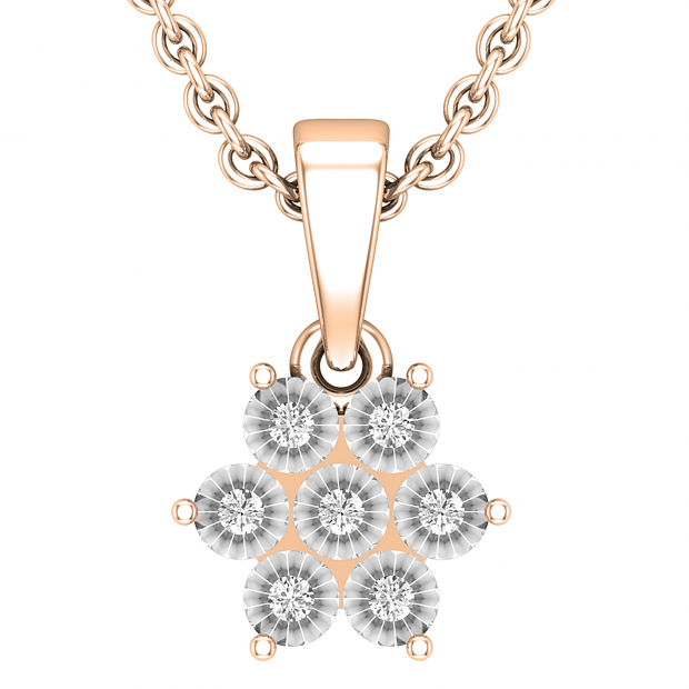 0.07 Carat (ctw) Round White Diamond Elegant Ladies Pendant | 10K Rose Gold