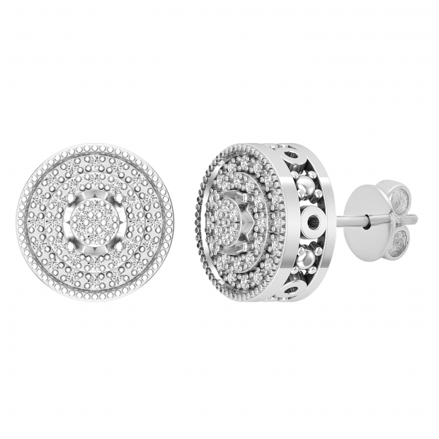 0.15 Carat (ctw) Round White Diamond Circle Cluster Stud Earrings for Her | 925 Sterling Silver