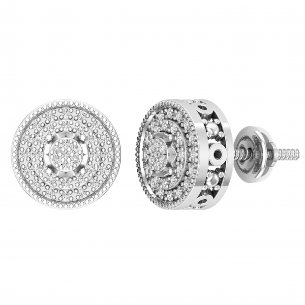 0.15 Carat (ctw) Round White Diamond Circle Cluster Stud Earrings for Women | 925 Sterling Silver