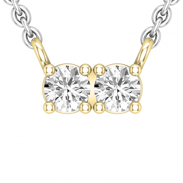 0.30 Carat (ctw) Two Stone Round Diamond Together Forever Pendant for Her 1/3 CT, 10K Yellow Gold