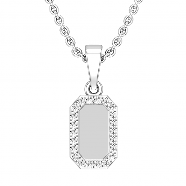 0.10 Carat (ctw) Round Diamond Tiny Classic Dog Tag Charm Pendant for Him 1/10 CT 10K White Gold