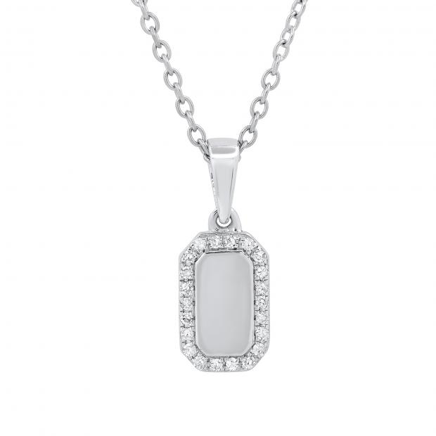 0.10 Carat (ctw) Round Diamond Tiny Classic Dog Tag Charm Pendant for Him 1/10 CT Sterling Silver