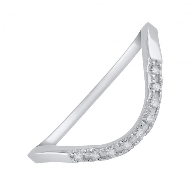 0.05 Carat (ctw) 0.05 Carat (ctw) Round White Diamond Curved Wedding Band | 925 Sterling Silver