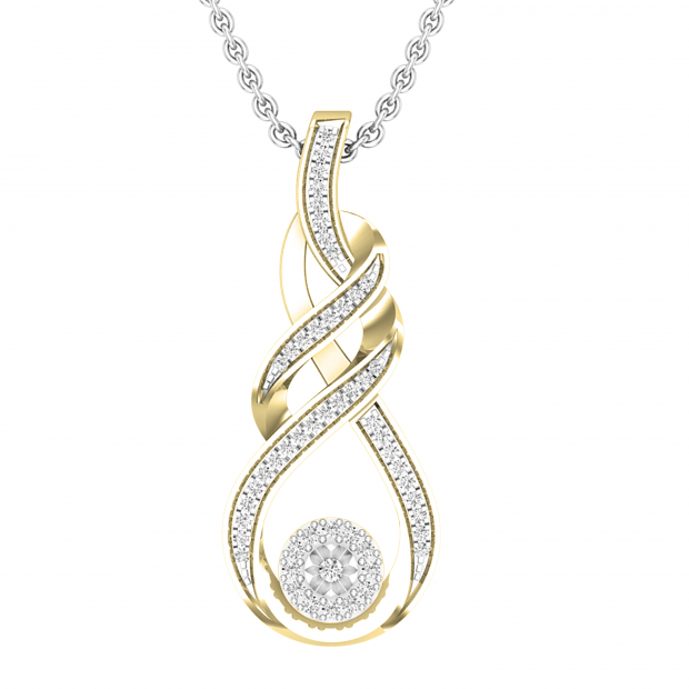 0.20 Carat (ctw) Round Diamond Ladies Infinity Double Twist Teardrop Pendant 1/5 CT, 18K Yellow Gold