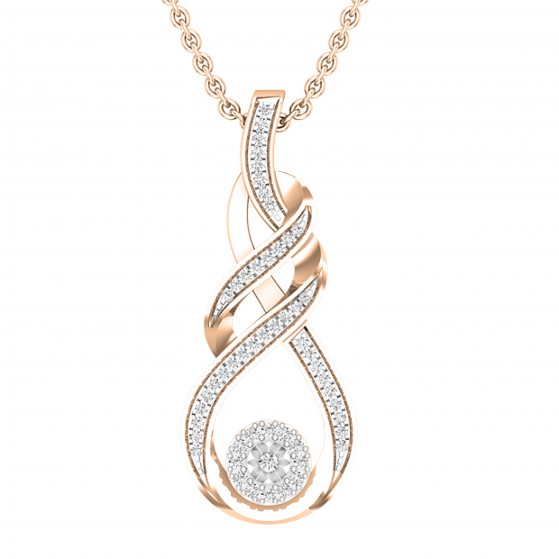 0.20 Carat (ctw) Round Diamond Ladies Infinity Double Twist Teardrop Pendant 1/5 CT, 18K Rose Gold