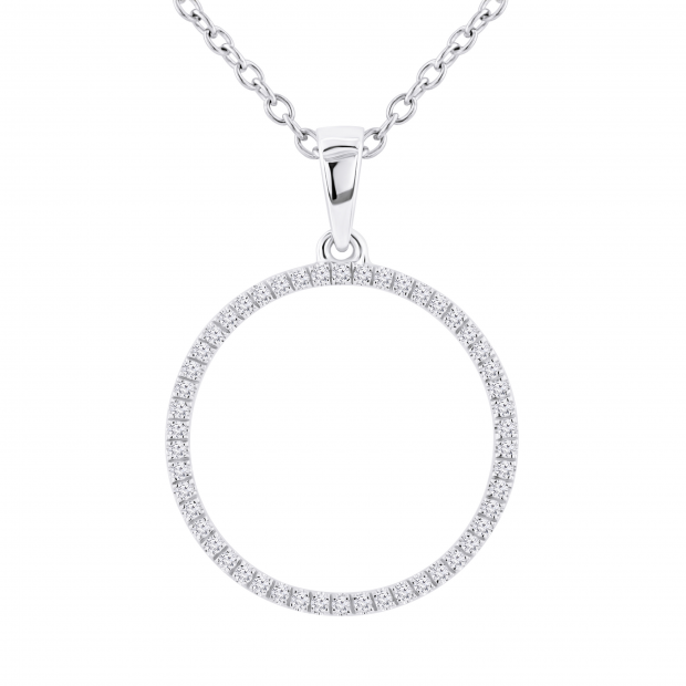 0.15 Carat (ctw) Round White Diamond Circle Pendant for Women with 18 Inch Silver Chain | 925 Sterling Silver