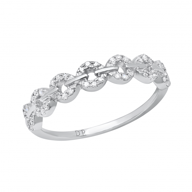 0.15 Carat (ctw) Round White Diamond Seven Hollow Circle Stackable Wedding Band for Women | 925 Sterling Silver