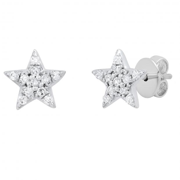 0.10 Carat (ctw) Round White Diamond Party Wear Star Stud Earrings for Her 1/10 CT 10K White Gold