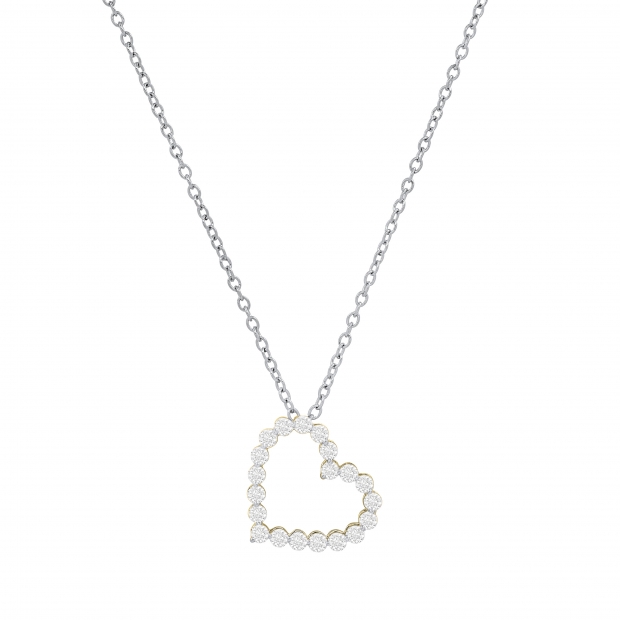 0.53 Carat (ctw) Round White Diamond Ladies Beautiful Heart Love Pendant 1/2 CT 14K Yellow Gold