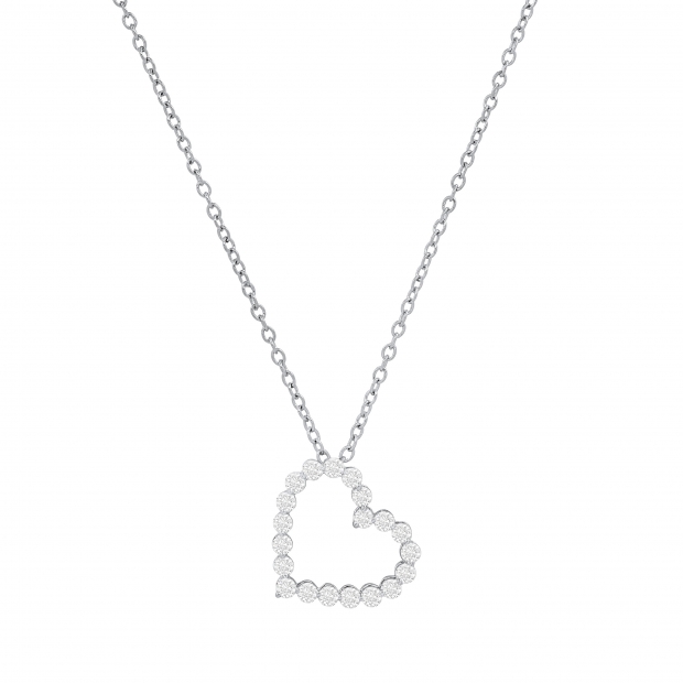 0.53 Carat (ctw) Round White Diamond Ladies Beautiful Heart Love Pendant 1/2 CT Sterling Silver