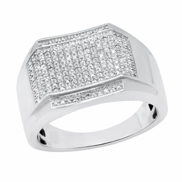 0.40 Carat (ctw) Round White Diamond Wide Pave Wedding Band for Men 925 Sterling Silver