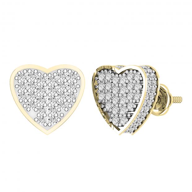 0.90 Carat (ctw) Round White Diamond Filled Love Heart Shaped Cluster Stud Earrings for Women | 18K Rose Gold