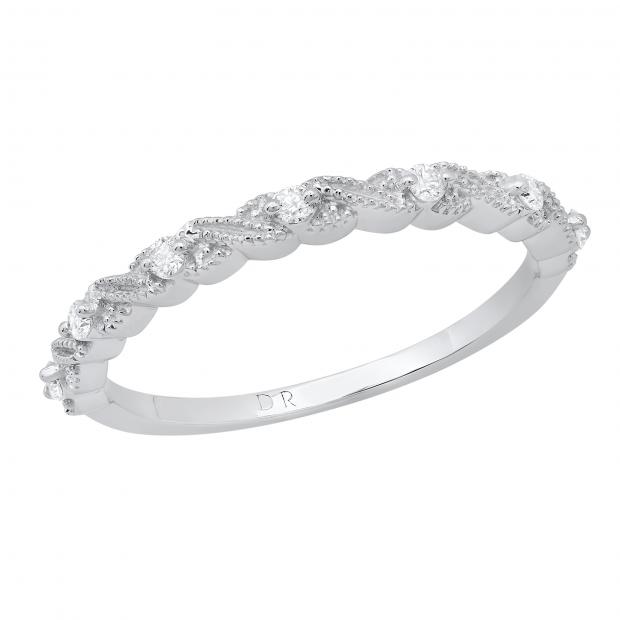 0.12 Carat (ctw) Round Diamond Ladies 7 Stone Delicate Infinity Swirl Wedding Band Sterling Silver