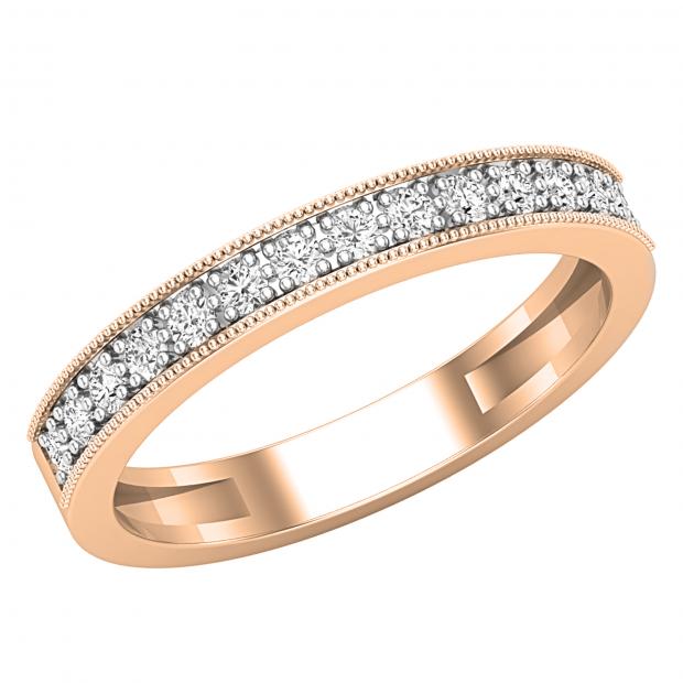 0.23 Carat (ctw) Round White Diamond Smooth Stackable Wedding Band For Women 1/4 CT | 10K Rose Gold
