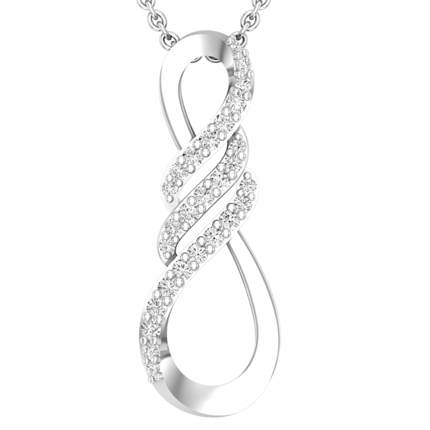 Round White Diamond Triple Twist Infinity Loop Flame Pendant for her (0.12 ctw, Color I-J, Clarity I2-I3) | 925 Sterling Silver