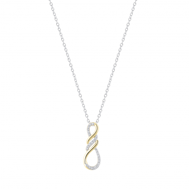 Round White Diamond Triple Twist Infinity Symbol Pendant for Her (0.11 ctw, Color I-J, Clarity I2-I3) | 10K Yellow Gold