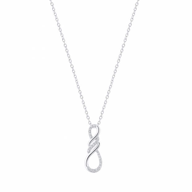Round White Diamond Triple Twist Infinity Symbol Pendant for Her (0.11 ctw, Color I-J, Clarity I2-I3) | 925 Sterling Silver