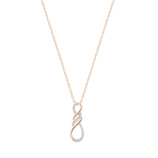 Round White Diamond Triple Twist Infinity Symbol Pendant for Women (0.11 ctw, Color I-J, Clarity I1-I2) | 18K Rose Gold