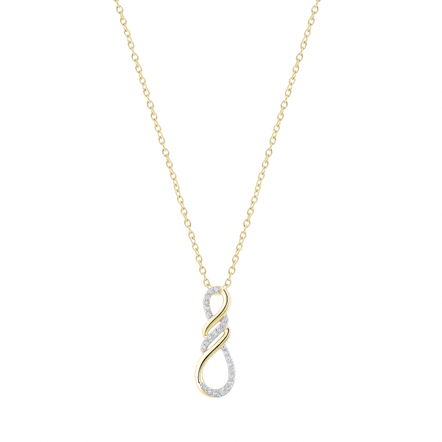 Round White Diamond Triple Twist Infinity Symbol Pendant for Women (0.11 ctw, Color I-J, Clarity I1-I2) | 18K Yellow Gold