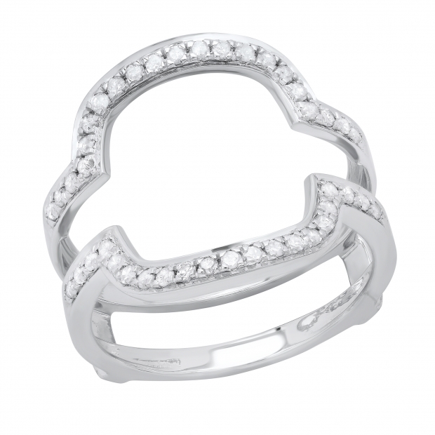 0.34 Carat (ctw) Round White Diamond Enhancer Double Guard Wrap Band Ring 1/3 CT | 10K White Gold