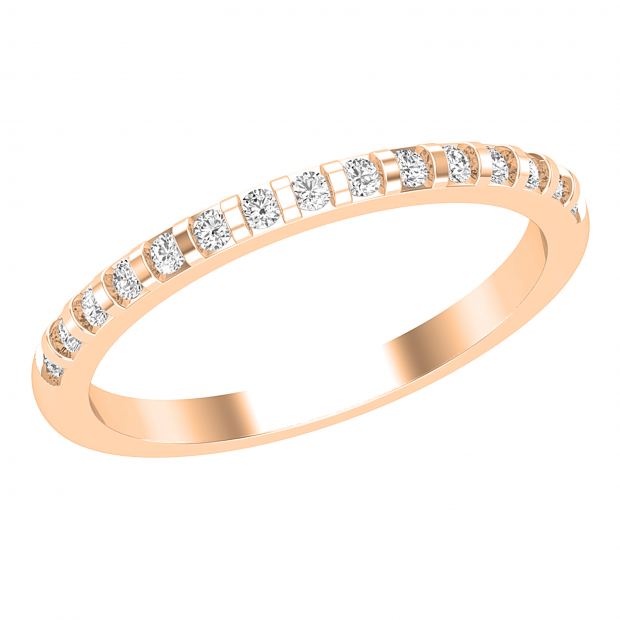 Round White Diamond Single Row Stackable Wedding Band for Her (0.22 ctw, Color I-J, Clarity I2-I3), 10K Rose Gold