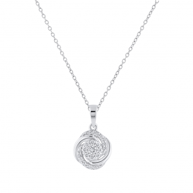 Round White Diamond Twisted & Swirl Circle Pendant for her (0.29 ctw Color I-J Clarity I1-I2) | 14K White Gold