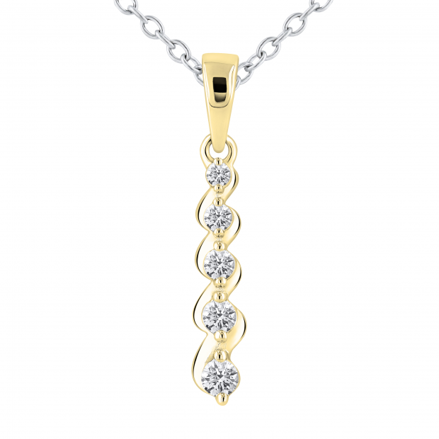 Round White Diamond Intertwist 5 Stone Pendant for Women ( 0.20 ctw, Color I-J, Clarity I1-I2 ) | 14K Yellow Gold