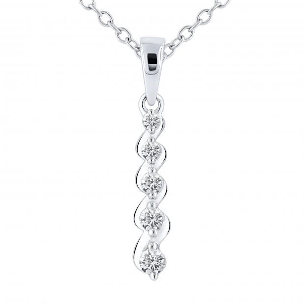 Round White Diamond Intertwist 5 Stone Pendant for Women ( 0.20 ctw, Color I-J, Clarity I2-I3 ) | 925 Sterling Silver