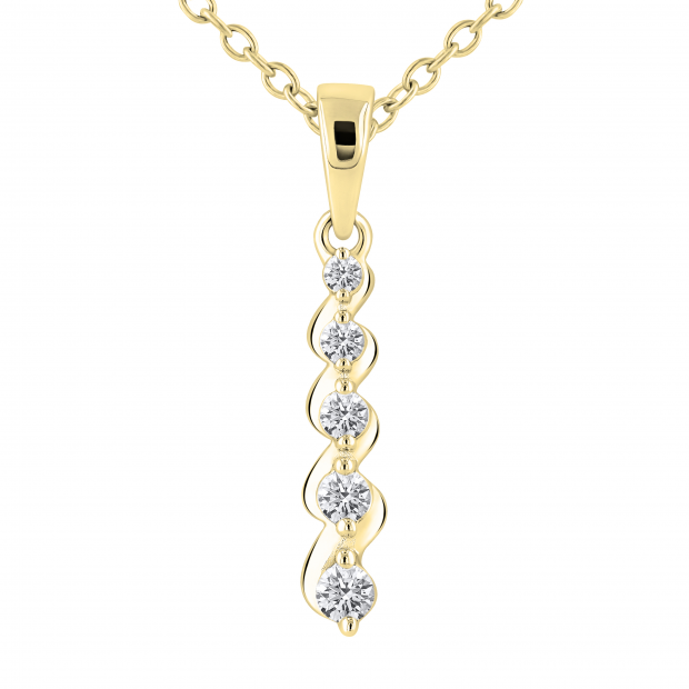 Round White Diamond Intertwist 5 Stone Pendant for Women ( 0.20 ctw, Color I-J, Clarity I1-I2 ) | 14K Yellow Gold