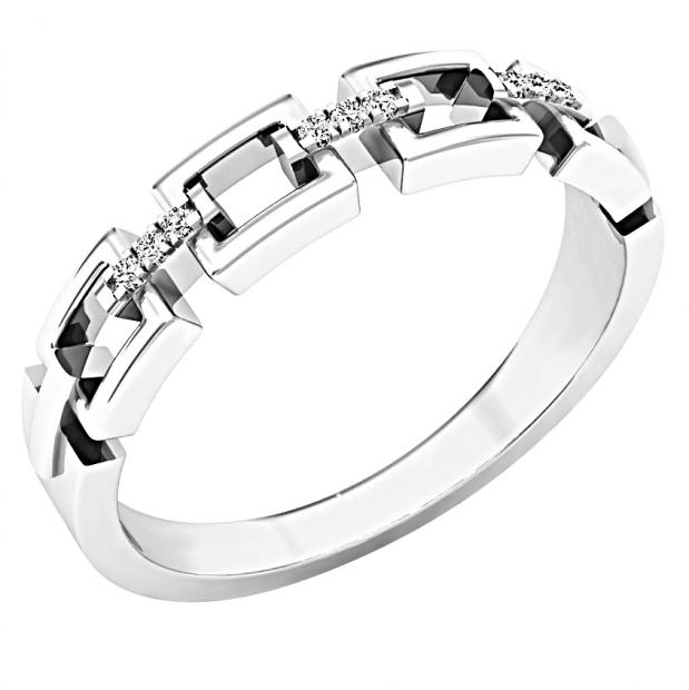 Round White Diamond Accented Inamorata Chain Link Style Ring for Women (Color I-J Clarity I2-I3) in 925 Sterling Silver