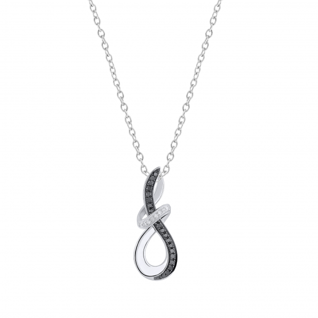 0.20 Carat (ctw) Round Black & White Diamond Abstract Infinity Twist Pendant for Women 1/5 CT in 925 Sterling Silver