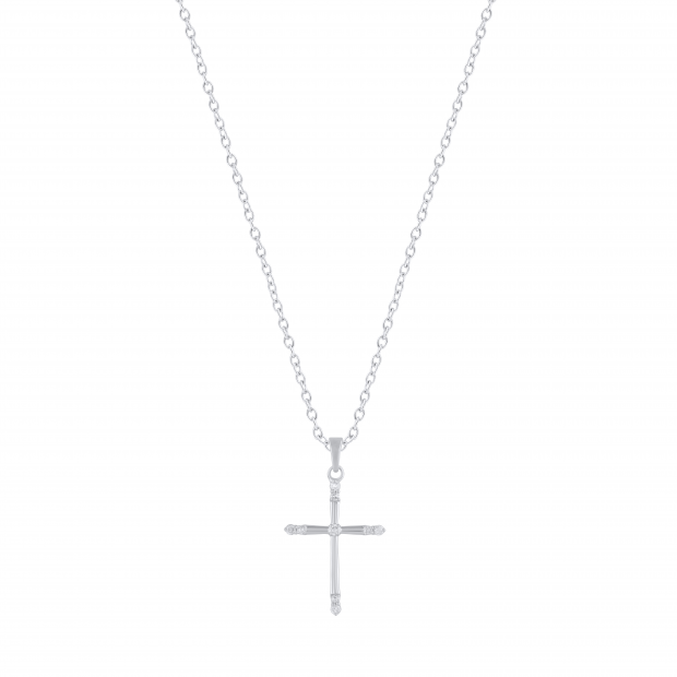 Round White Diamond Charming Cross Pendant for Women 1/5 CT (0.20 ctw, Color I-J, Clarity I2-I3) in 925 Sterling Silver