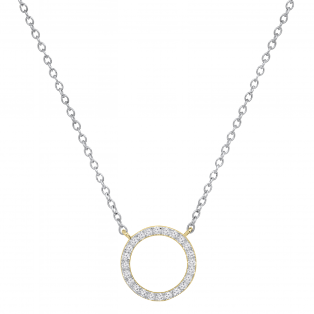Round White Diamond Open Eternity Circle of Life Pendant for Women 1/5 CT (0.20 ctw, Color I-J, Clarity I1-I2) in 14K Yellow Gold
