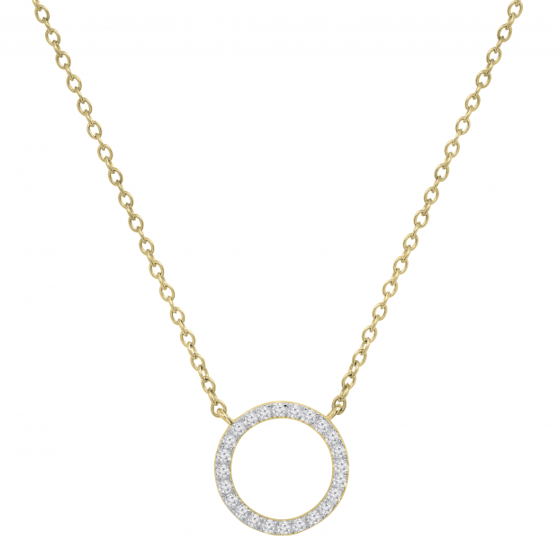 Round White Diamond Open Eternity Circle of Life Pendant for Her 1/5 CT (0.20 ctw, Color I-J, Clarity I1-I2) in 18K Yellow Gold