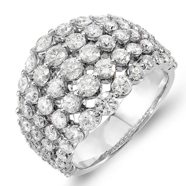 3.25 Carat (ctw) 18k White Gold Round Diamond Ladies Cocktail Right Hand Ring