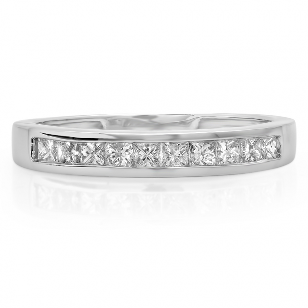1.15 Carat (ctw) 14k White Gold Princess Diamond Ladies Anniversary Wedding Stackable Ring Band